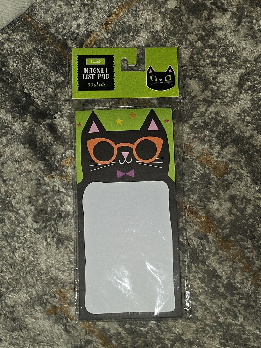 Black Cat Magnetic List Pad with Orange Glasses